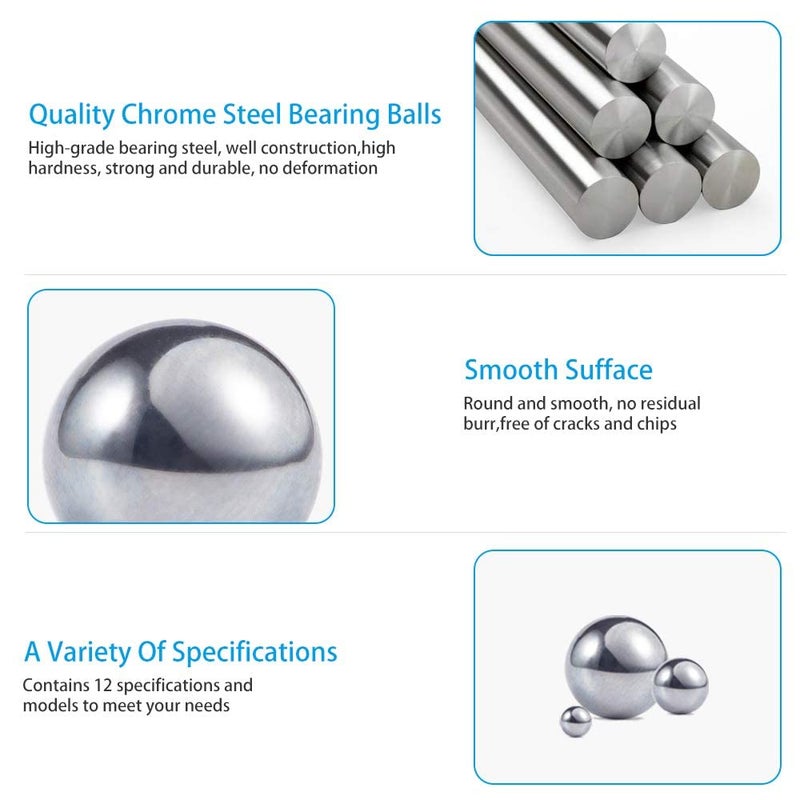 Breezliy 630 Piece Assorted Loose Bicycle Bearing Balls 1/4"" 7/32"" 3/16"" 5/32"" 1/8"" and 3/32"" - Image 2